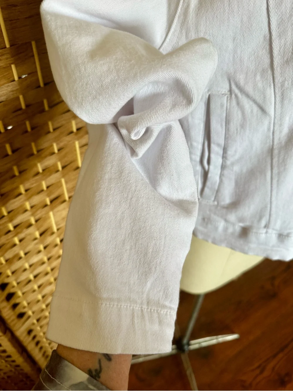 NWT Steve Madden white denim moto jacket L - Picture 6 of 14